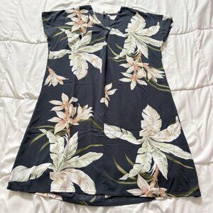 Womens Blue Floral Tropical Cover Up Dress Beach Summer Resortwear Lightweight‎